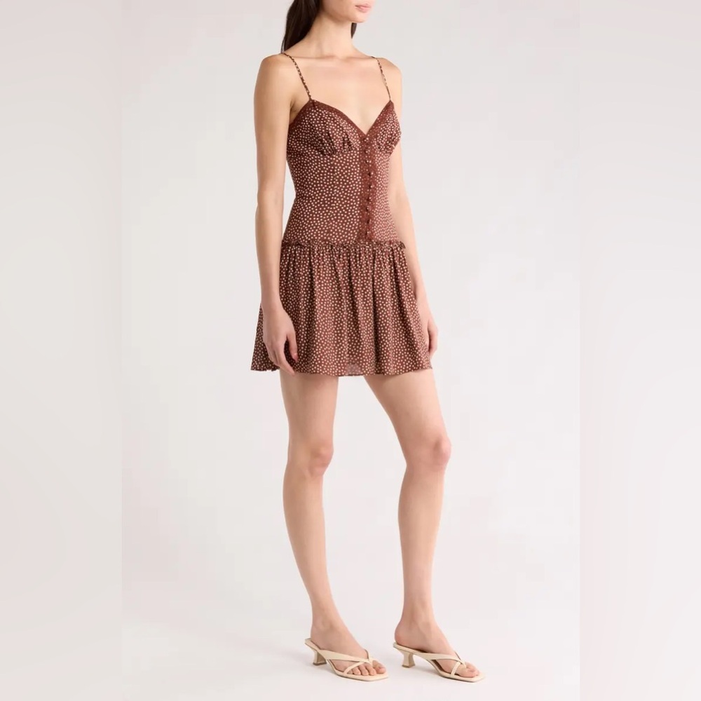 Reformation Citrus Polka Dot Lace Trim Drop Waist Sundress - Picture 4 of 8